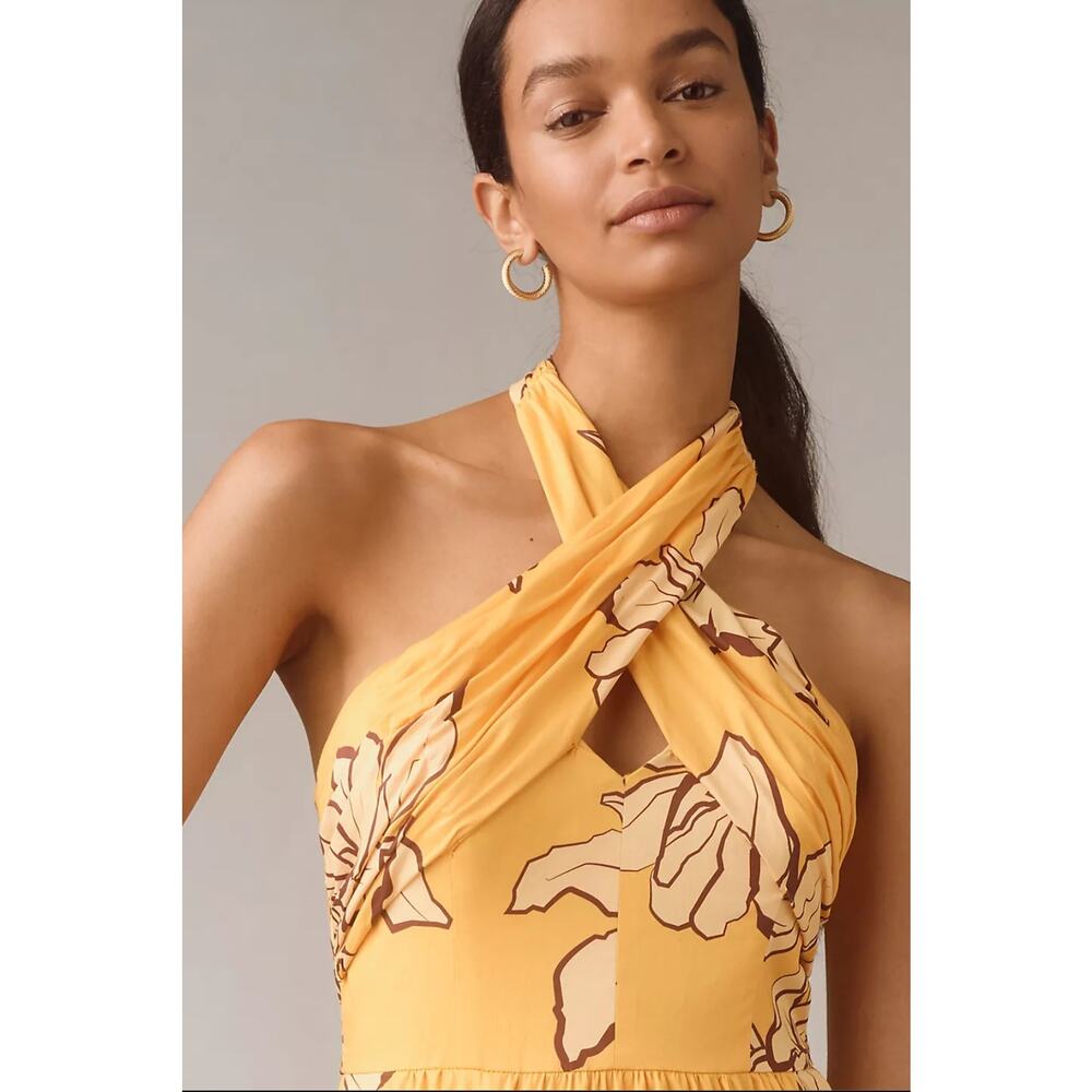 NWT Anthropologie Hutch Floral Halter Maxi Dress $298 SIZE 6 Maize - Picture 3 of 5